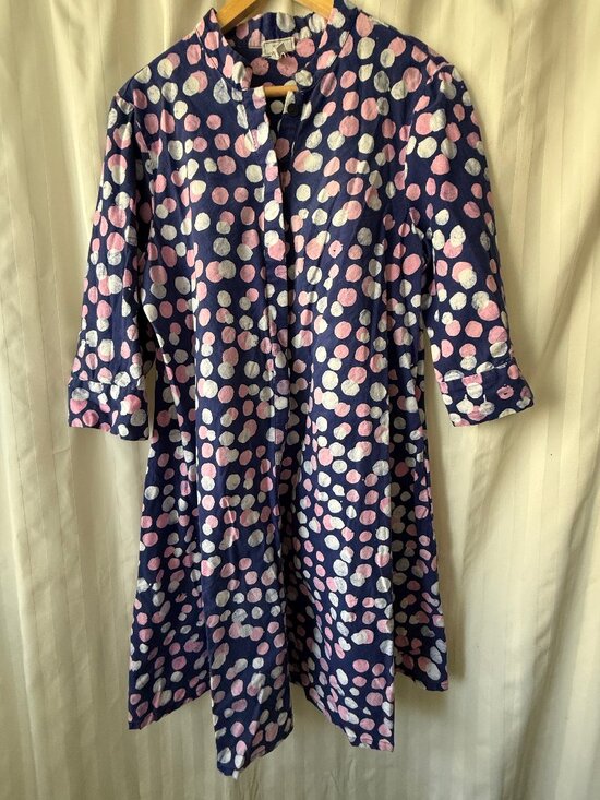 Zuri Dresses & Skirts - Zuri Sprinkles Dress Blue Batik Cotton Size L Long VGUC